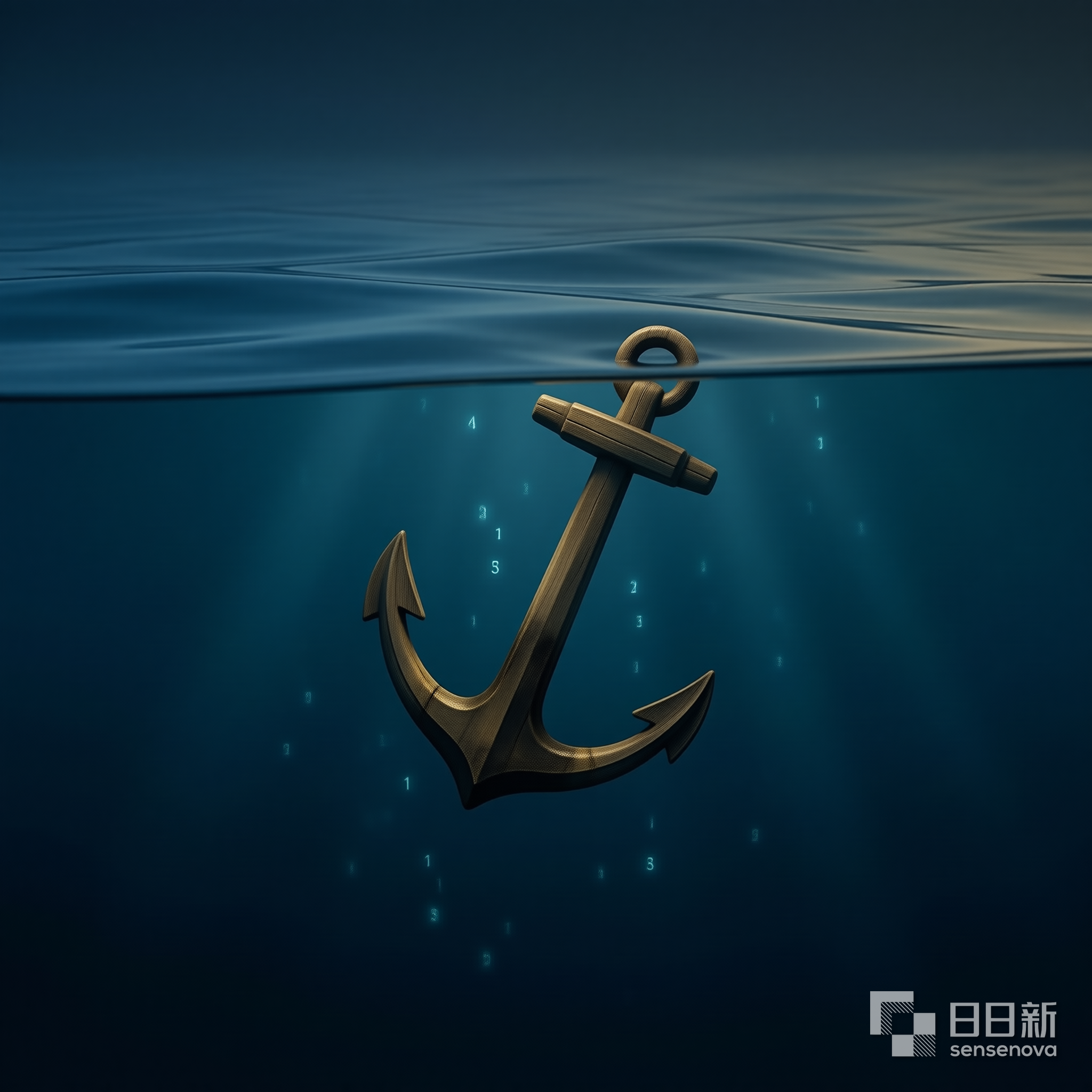 一个木锚沉进黑暗的海